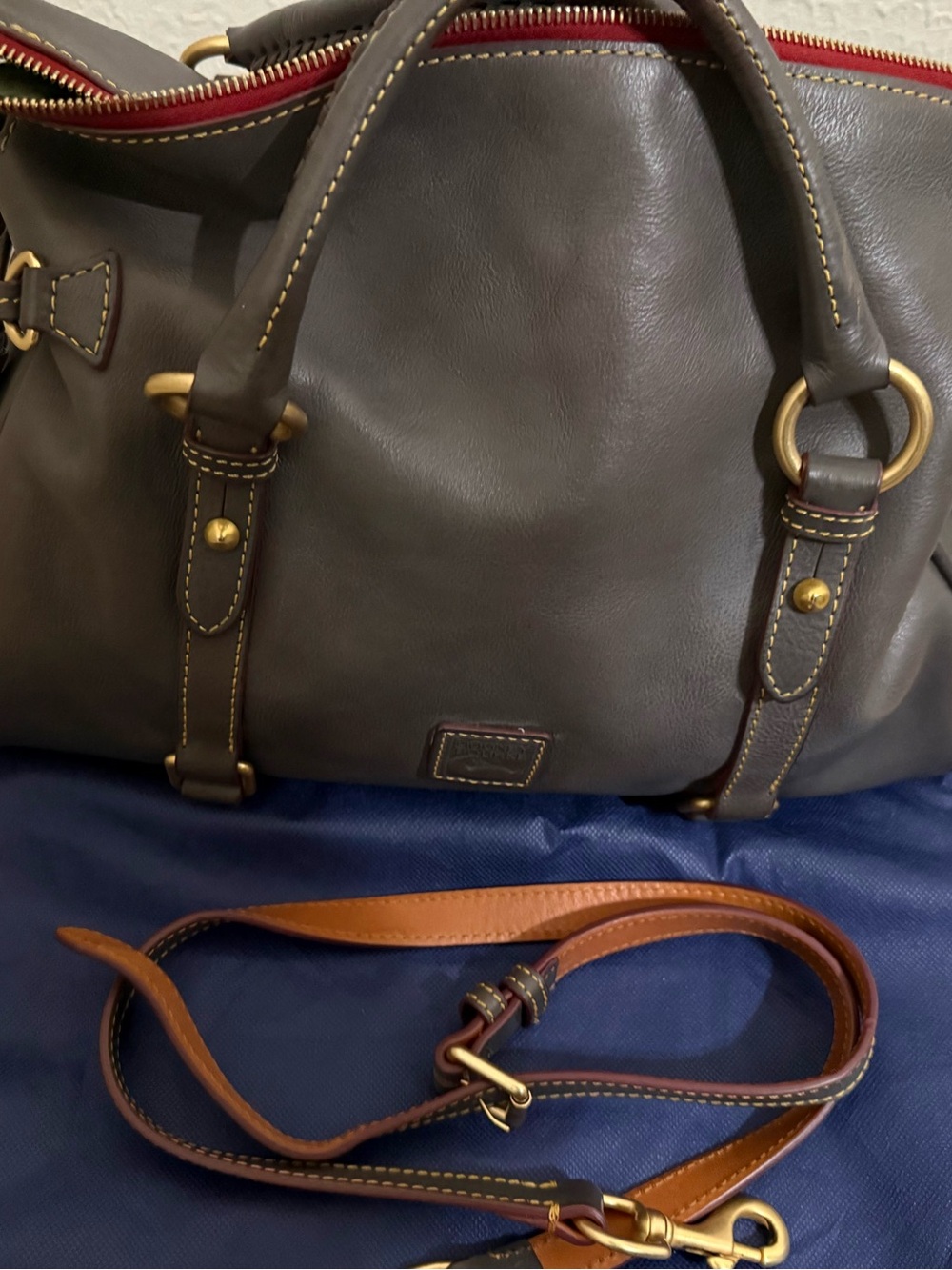 Dooney & Bourke Gray/elephant, large satchel